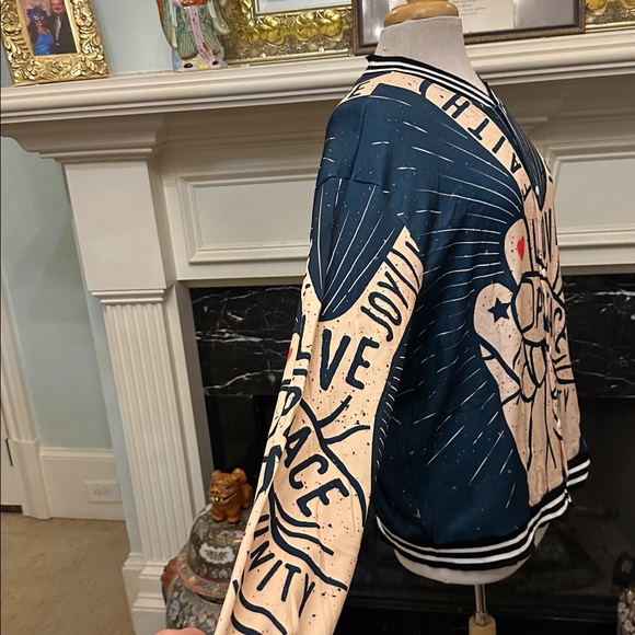 Graphic Love and Peace Bomber Jacket - Picture 3 of 4